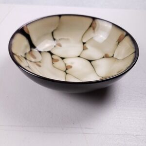 Mikasa Gourmet Basics Andria Soup Cereal Bowl 8" Black Cream Abstract Stoneware